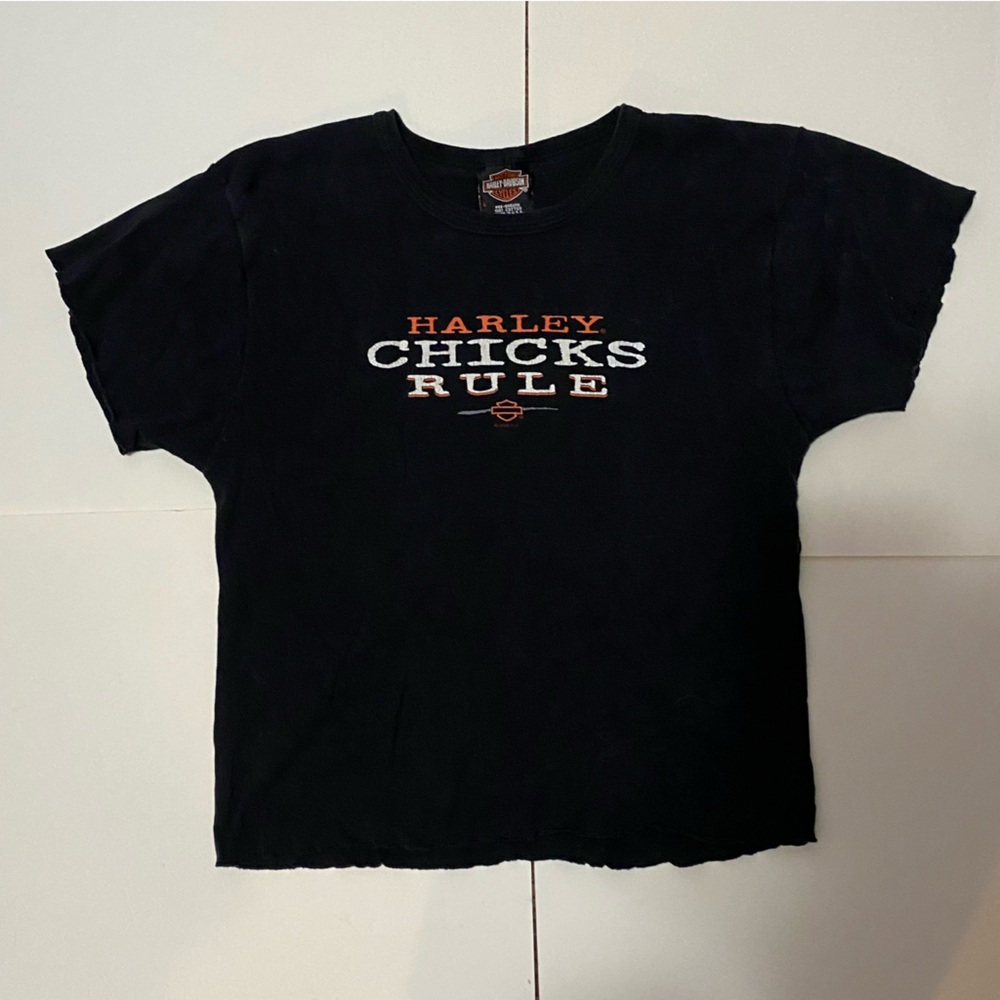 Harley-Davidson “Harley Chicks Rule” Black Crop Top